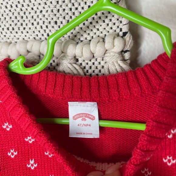 red toddler rainbow Christmas tree sweater 4T - Picture 4 of 5